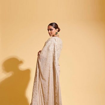 Deepika Padukone makes the fashion police go gaga in an embellished off-white saree!
