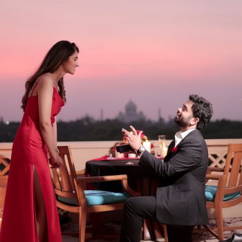 From a helicopter ride around the Taj Mahal to staying in the suite that hosted Jeff Bezos, a wedding proposal truly one to behold!