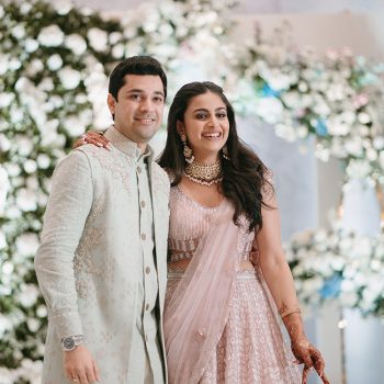 This couple’s ‘Sunday Drunch’ engagement celebrations featured muted tones, subdued glamour and a highly customized bar!