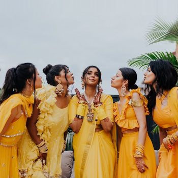Designer Mani Jassal’s bridesmaids set squad goals in coordinated couture pieces from her label