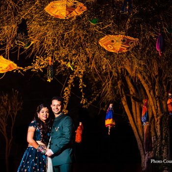 This nature-loving couple’s wedding outfits featured eco-friendly hashtags!