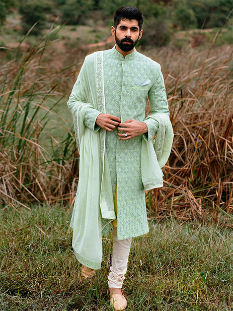 Groom's outfit for intimate wedding