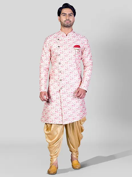 INMONARCH Mens Wedding Cream Groom Sherwani Indian Wedding Indowestern Outfit SH1002