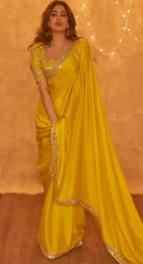 Janhvi Kapoor’s yellow Manish Malhotra sari