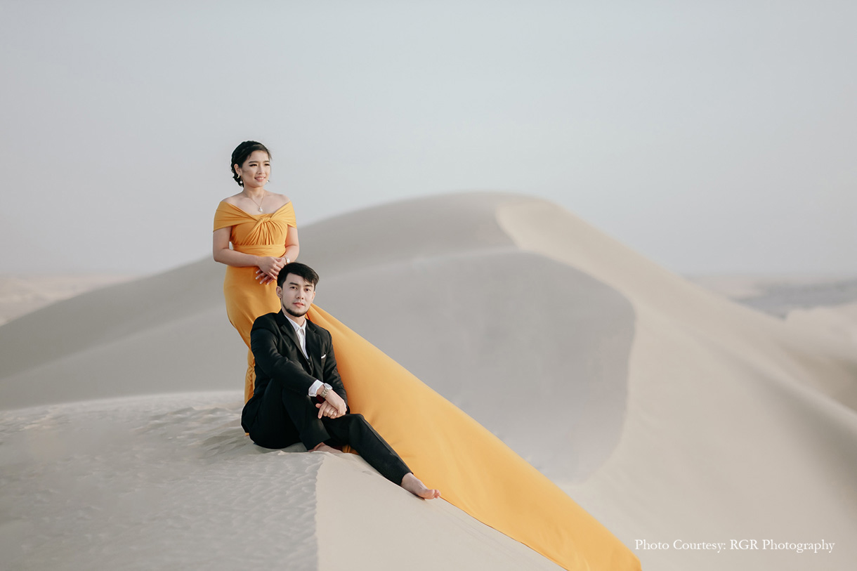Qatar’s ethereal natural beauty comes alive in this couple’s prewedding photoshoot!