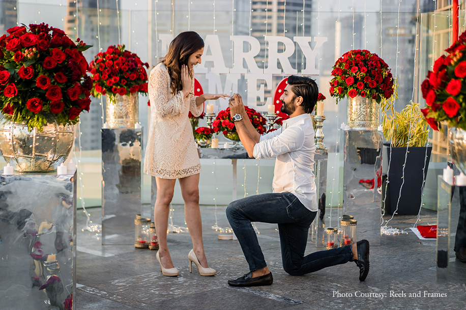 Rooftop proposal for South Asian couple