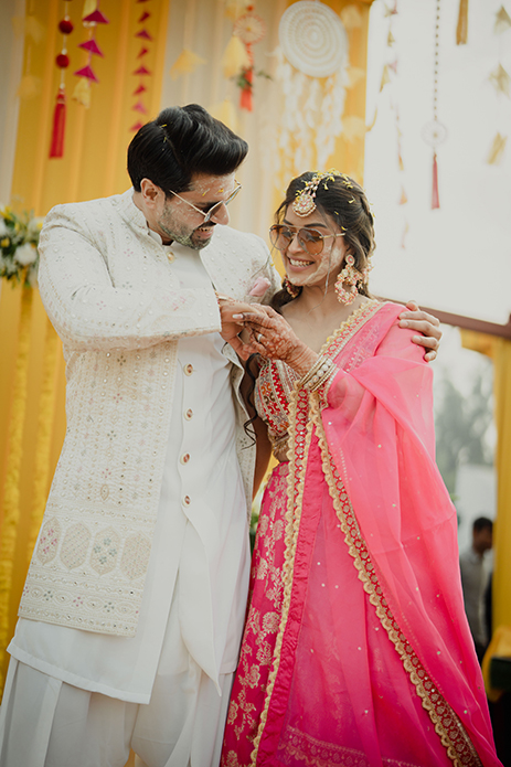 This Qatar-based couple’s Delhi wedding saw a confluence of enchanting moments and tender traditions