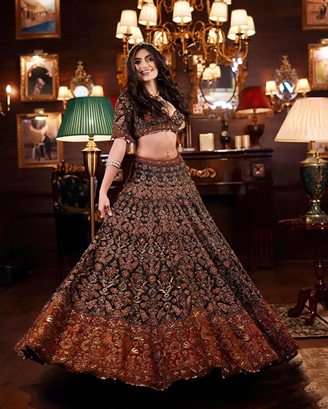 Buy Pakistani Wedding Raw Silk Black Lehenga Choli Dress – Nameera by Farooq-sgquangbinhtourist.com.vn