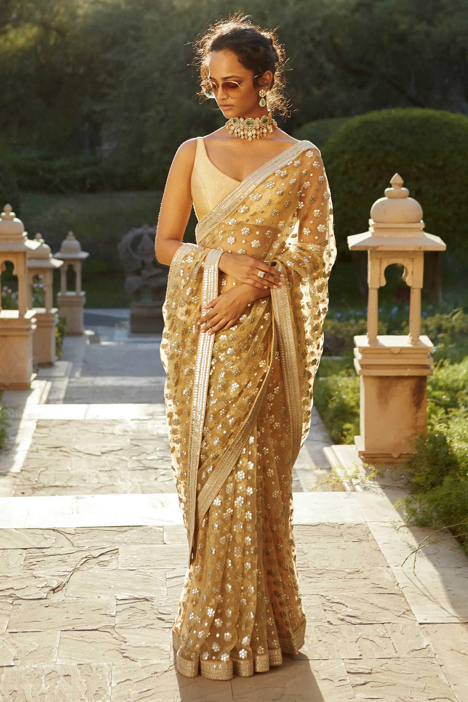Embroidered Tulle Saree by Sabyasachi