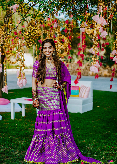 Shae by SASSAFRAS Women Purple & Gold-Toned Ready to Wear Lehenga Choli -  Absolutely Desi