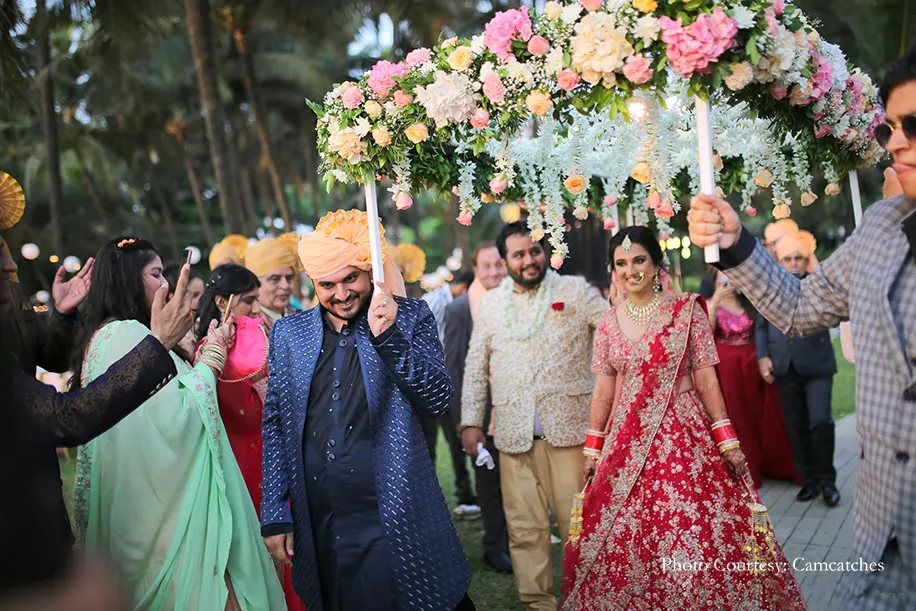 Bridal entry under phoolon ki chadar