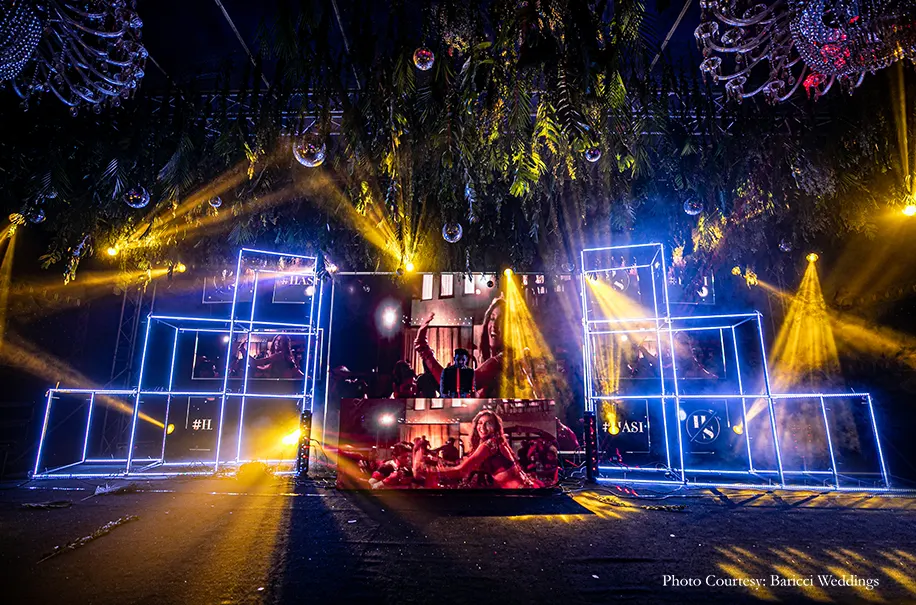 Floral and LED sangeet decor