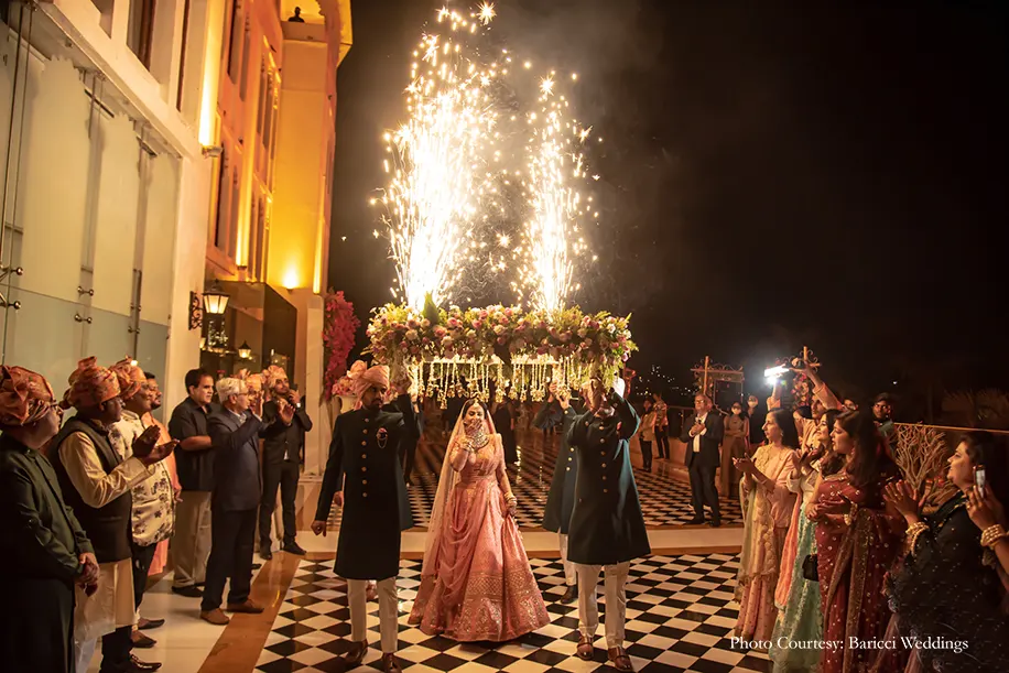 Bridal entry under phoolon ki chadar