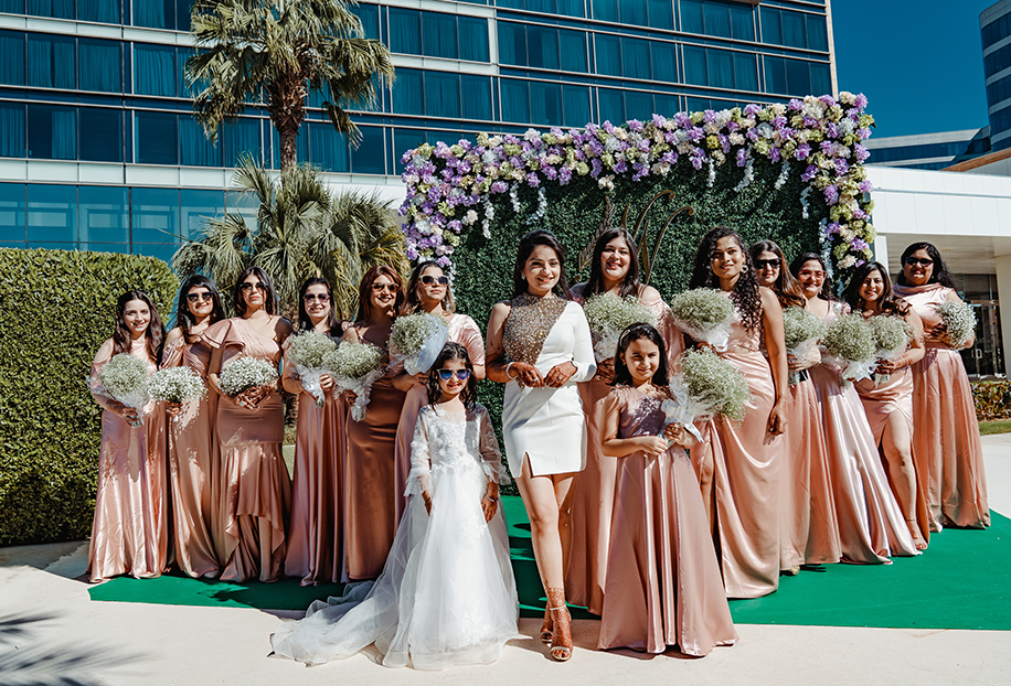 bride shimmery slit dress with her bridemaid bride shimmery slit dress with her bridemaid