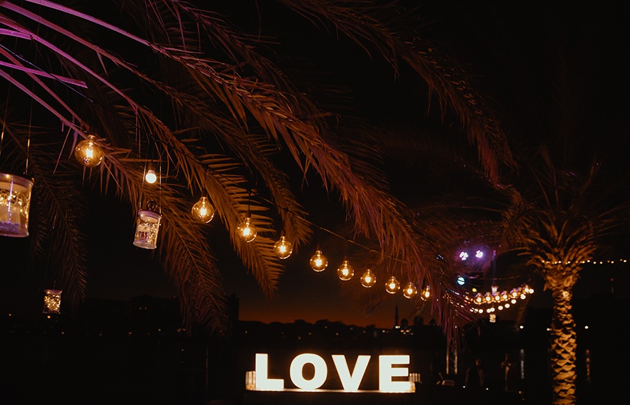 fairy lights, lanterns, and an LED ‘Love’ signage fairy lights, lanterns, and an LED ‘Love’ signage