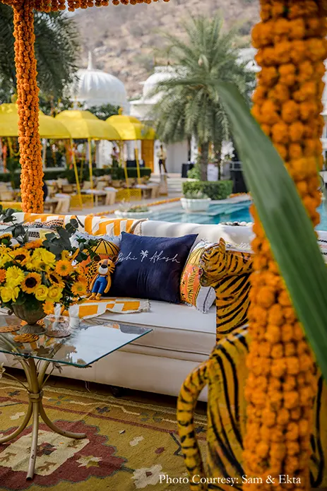 marigolds pool party decor