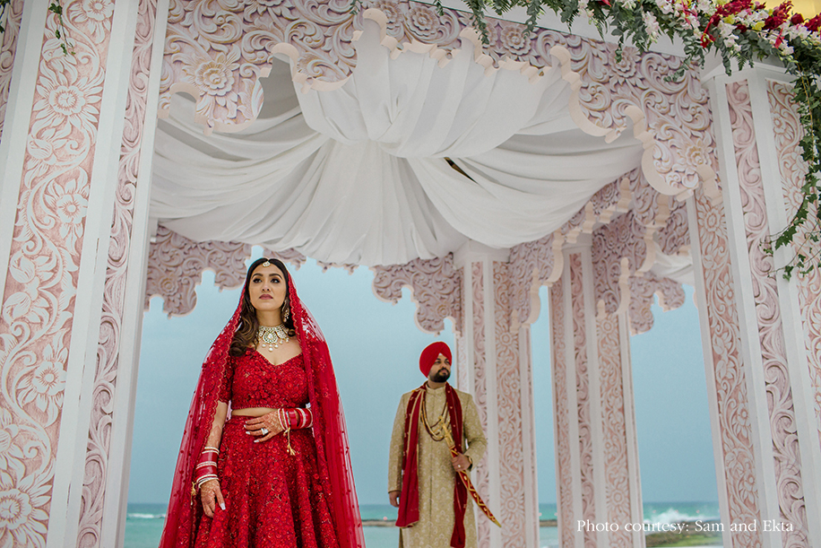 Bride in red lehenga at Oman