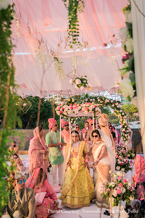 Bride's entry under phoolon ki chadar