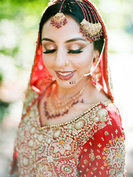 Muslim bridal look in red lehenga