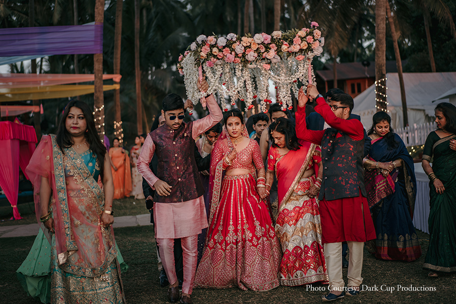 Bride's entry under phoolon ki chadar