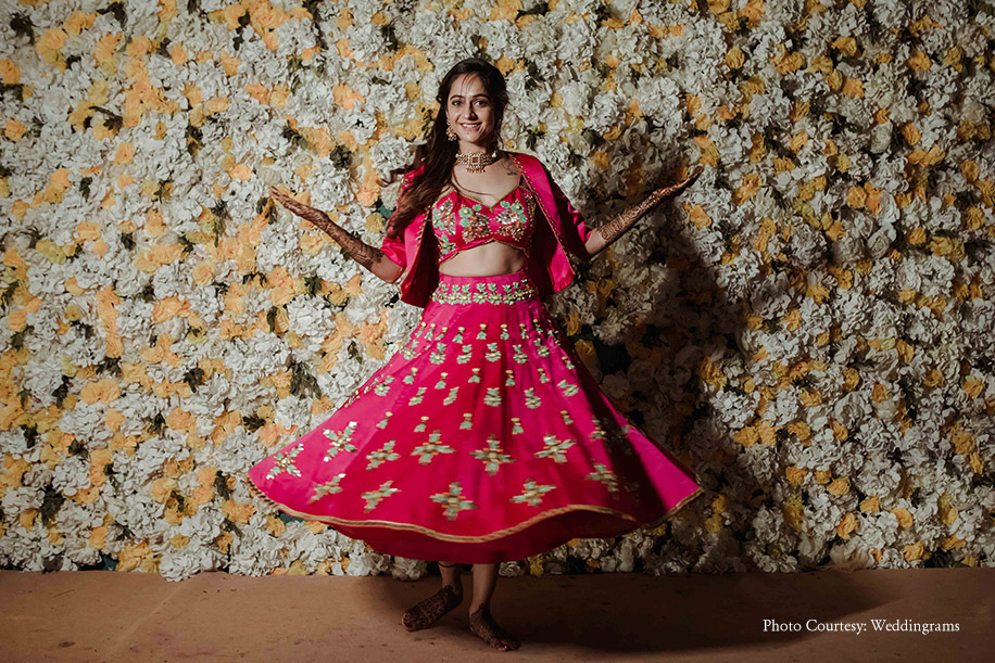 Indian Punjabi designer dress silk lehenga / sharara party wear short length  kameez / kurti fulkari phulkari giddha multi color medium size – AJ Garments
