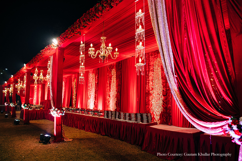 Red and gold wedding decor