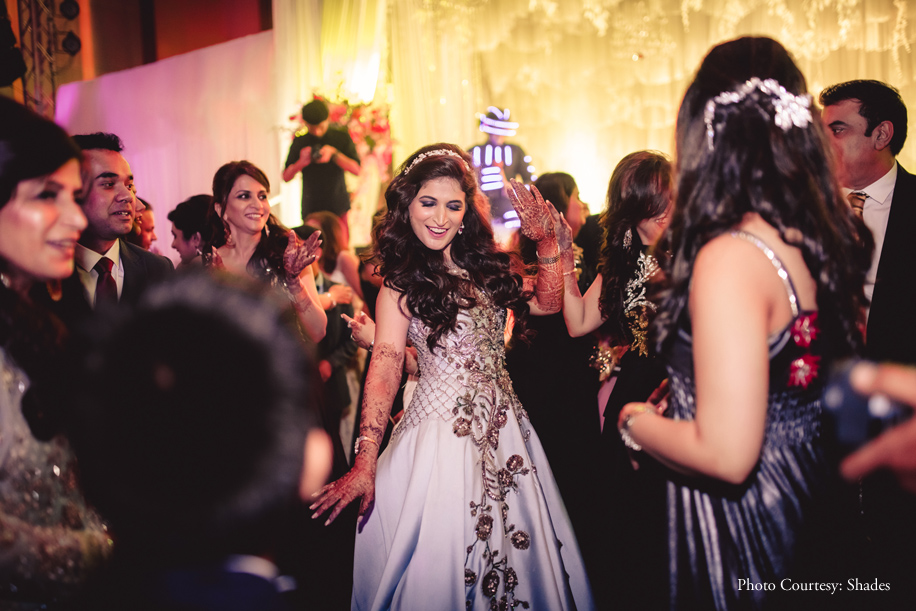 Menaka looking like the belle of the ball in her Monisha Jaising gown