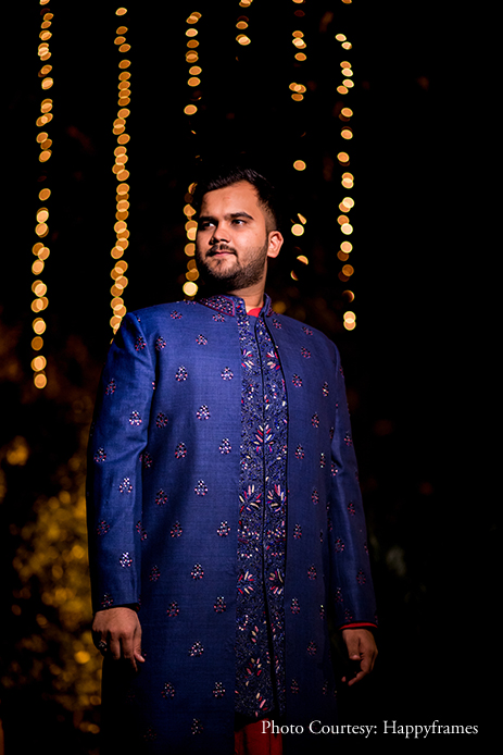 Groom blue and red outfit