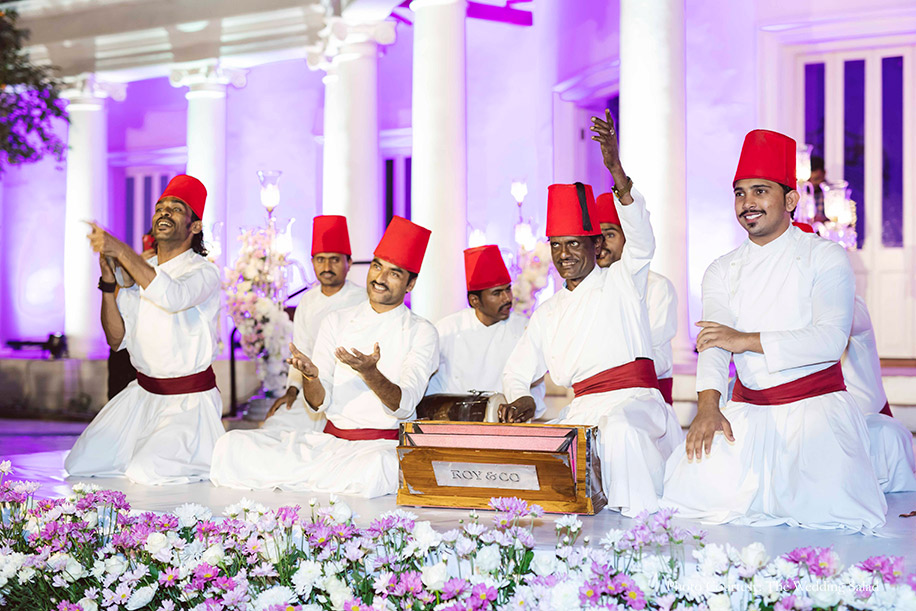 Classic Qawwali themed sangeet at Taj Falaknuma Palace, Hyderabad