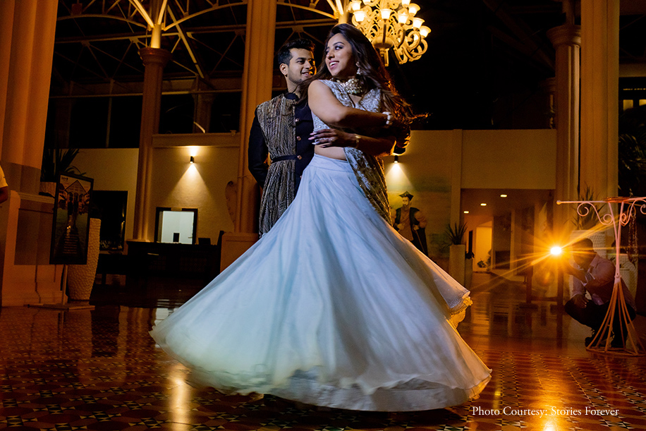 Twirling Bride with groom