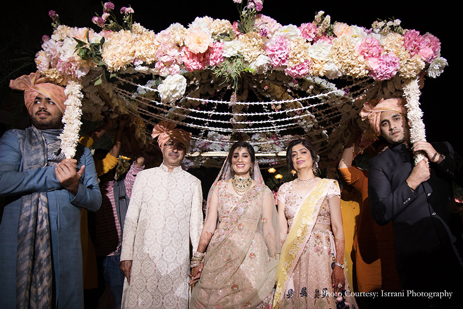 Bridal entry with phoolon ki chadar