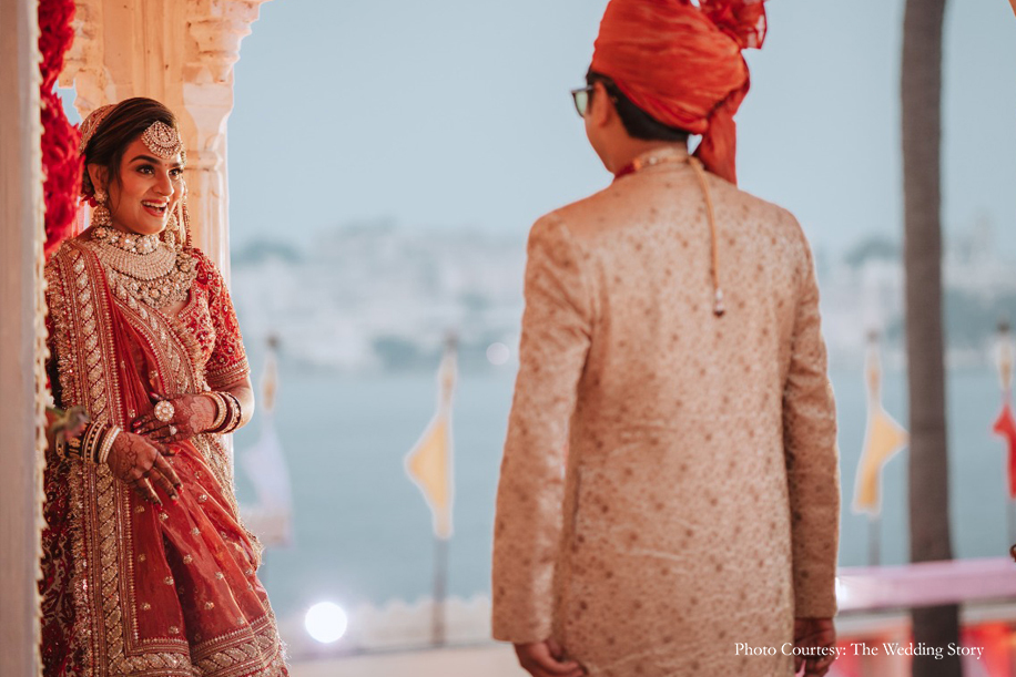Couple in Sabyasachi outfit at udaipur