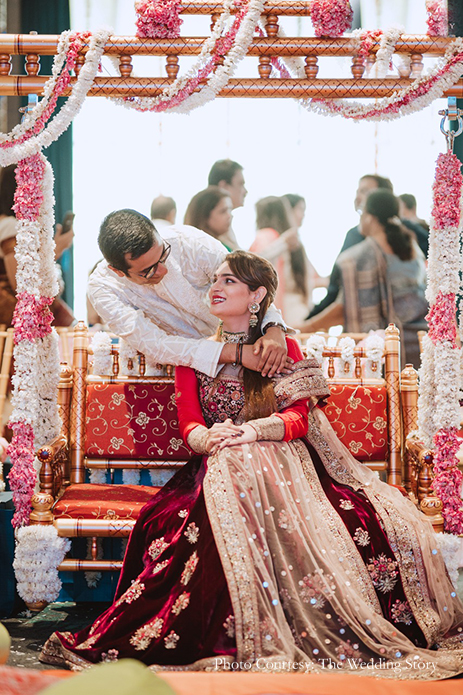 Maroon velvet lehenga