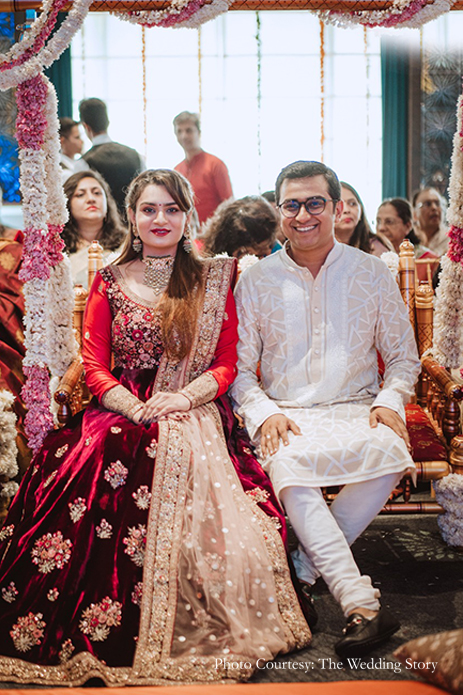 Maroon velvet lehenga