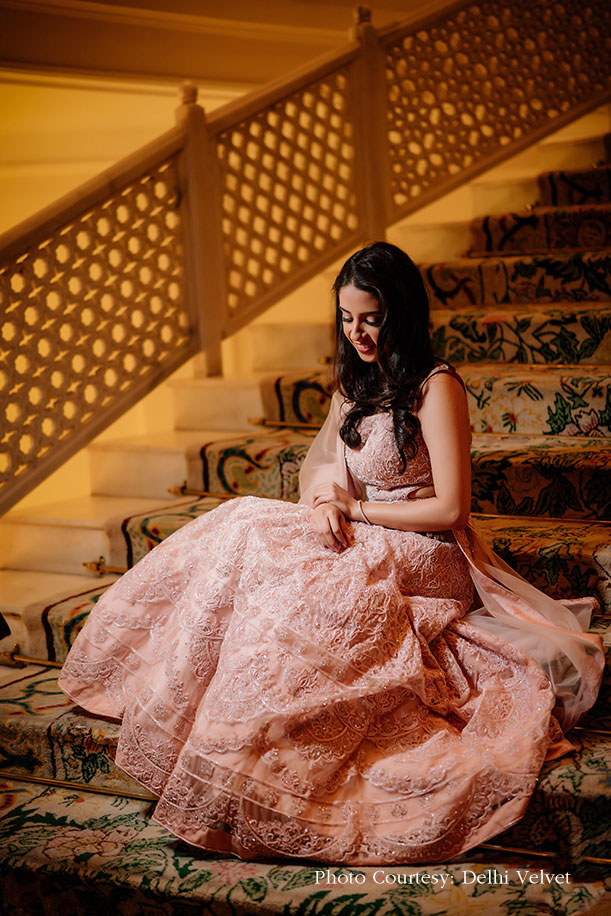 Embroidered pastel Indian gown