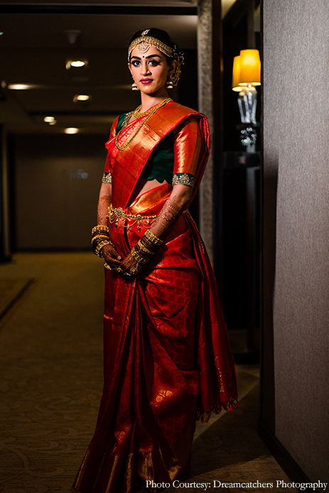 Red silk-saree - Snehal and Purval, The St. Regis, Mumbai