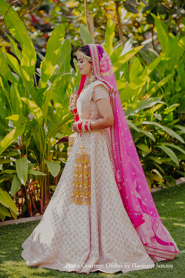 Embroidered white lehenga