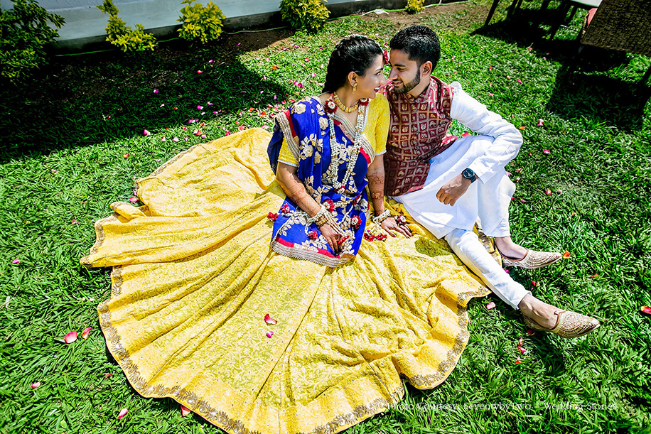 Royal blue and lime lehenga