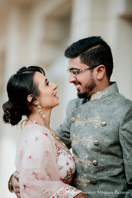 pink lehenga with flowers embroidered