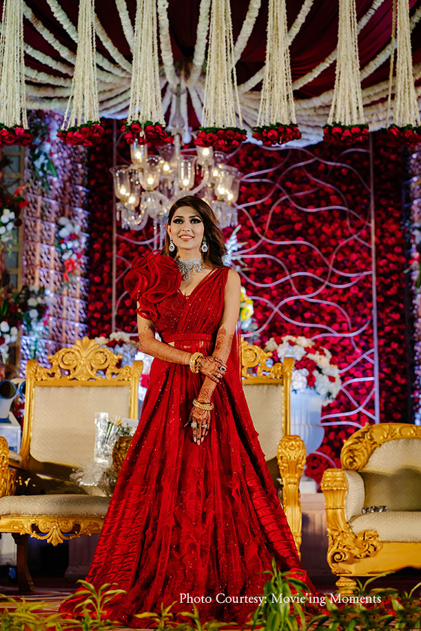 red gown by Sulakshna Monga