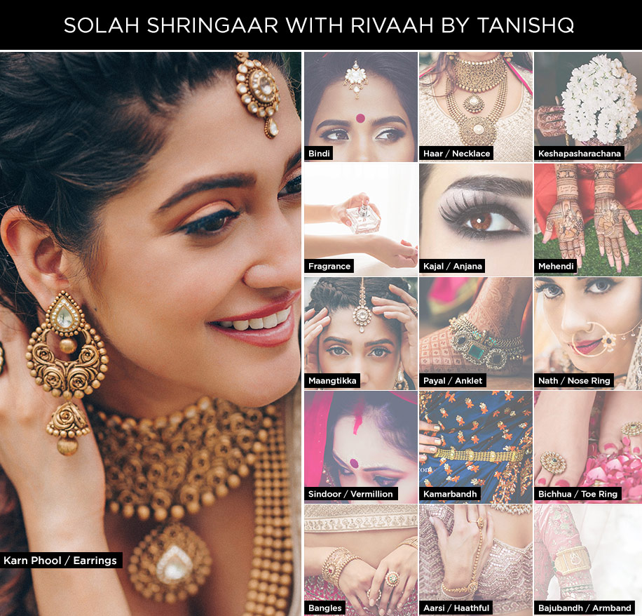 Solah Shringar with Rivaah by Tanishq - Karn Phool, Haar, and Haathphool