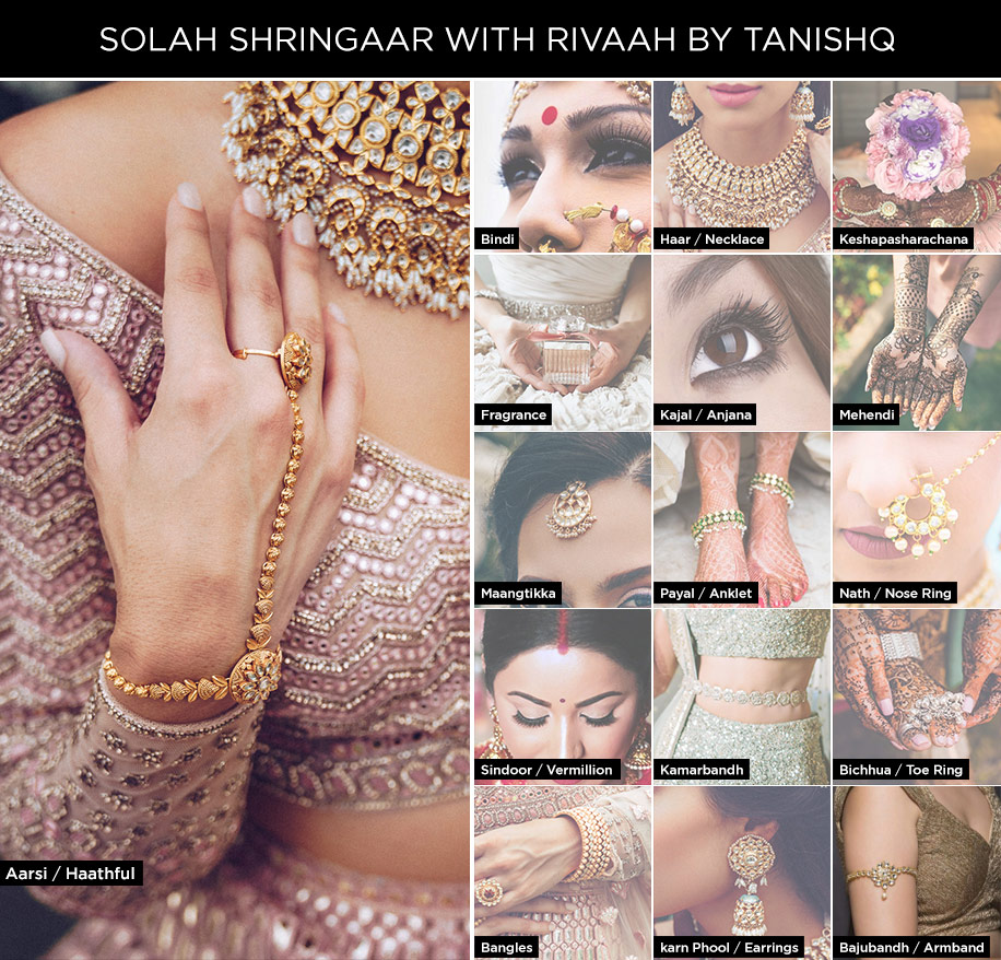 Solah Shringar with Rivaah by Tanishq - Karn Phool, Haar, and Haathphool