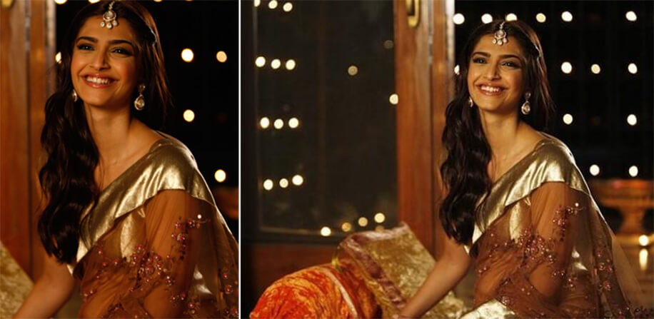 Sonam Kapoor in Net Sari in the Movie 'Aisha'