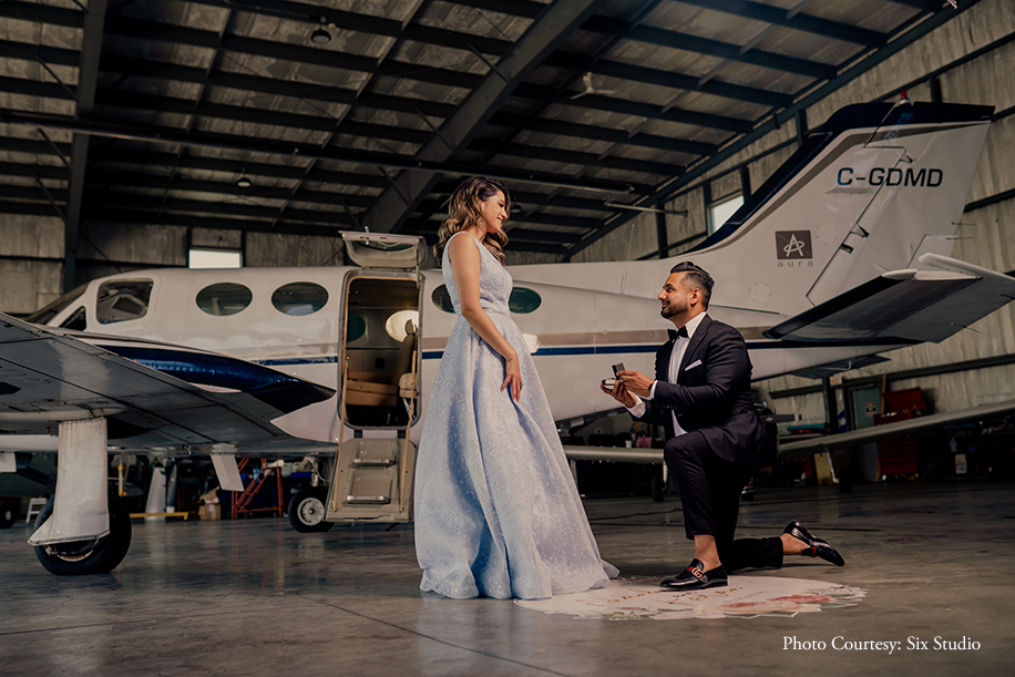 This super-cool Couple Turned An Airplane Hangar Into The Most Elegant Pre-Wedding Photoshoot Destination In Toronto!