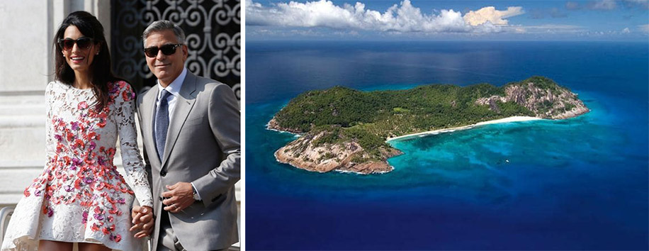 George Clooney and Amal Alamuddin Clooney - Honeymoon in Seychelles Islands