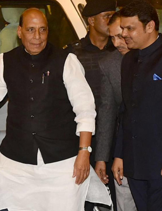 Rajnath Singh and Devendra Fadnavis at Ambani Wedding