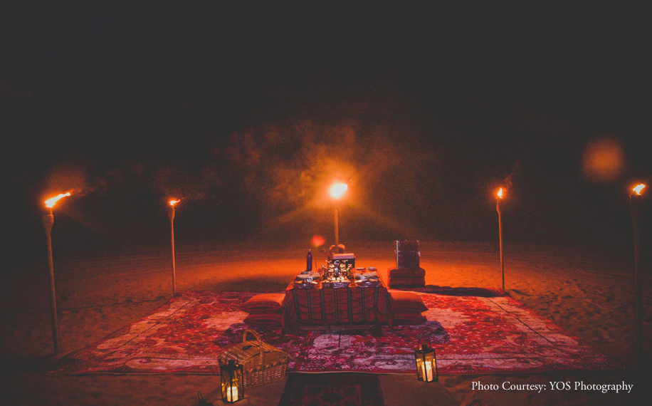 Starry skies and Dubai's desert landscapes added to the drama of this surprise proposal