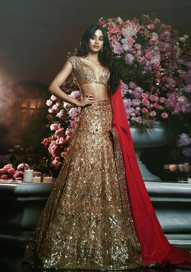 Jhanhvi Kapoor Kapoor in Manish Malhotra Creation at Isha Ambani's Sangeet