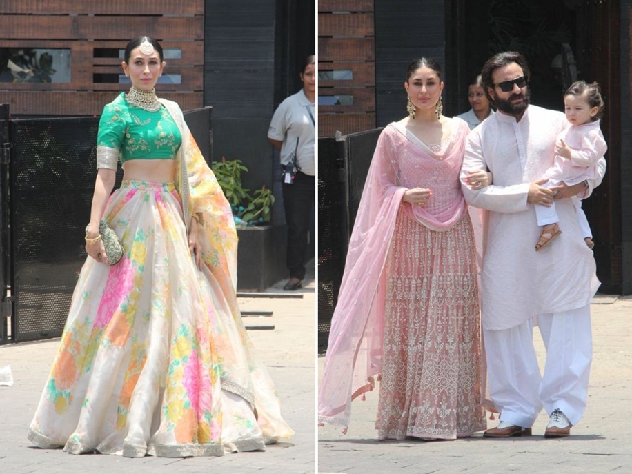 Karisma Kapoor, Kareena Kapoor, Saif Ali Khan and Taimur Ali Khan at Sonam Kapoor's Wedding