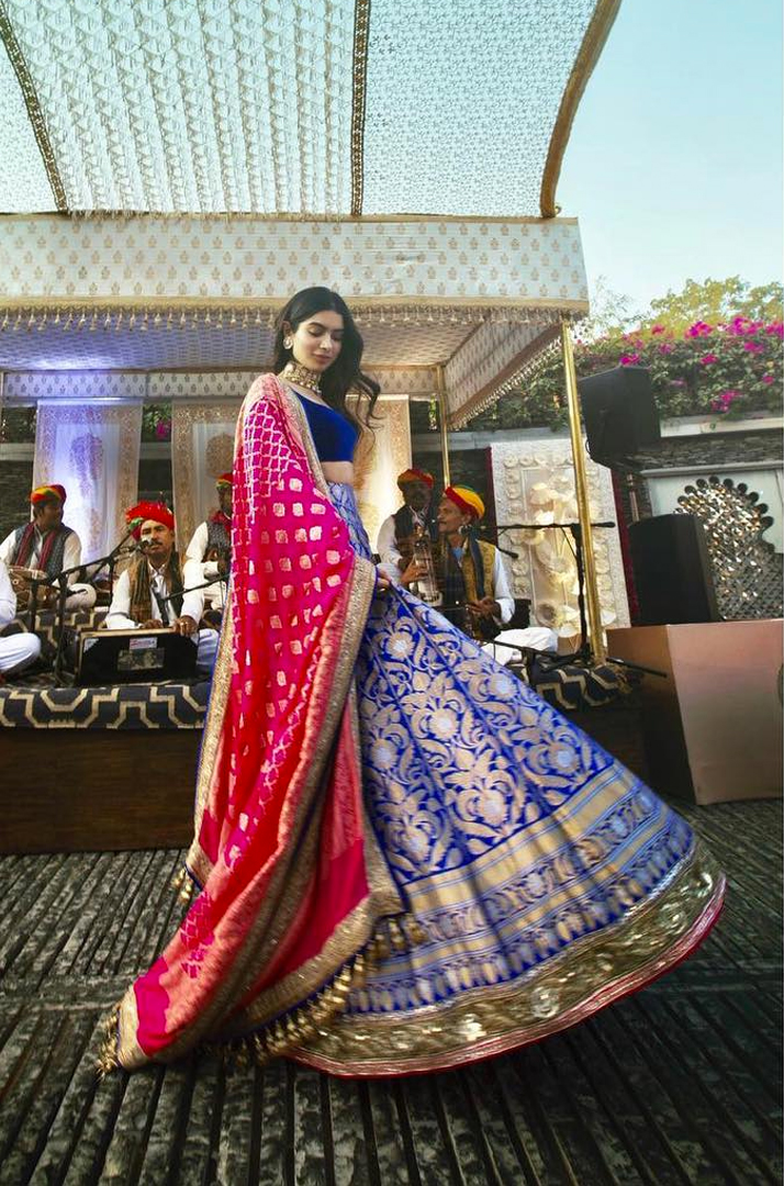 Khushi Kapoor in Manish Malhotra Creation at Isha Ambani's pre-wedding celebrations